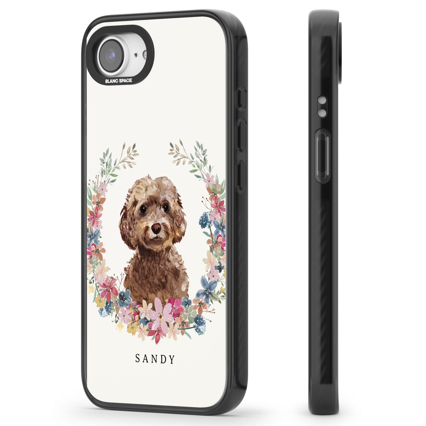 Personalised Brown Cockapoo Floral Portrait