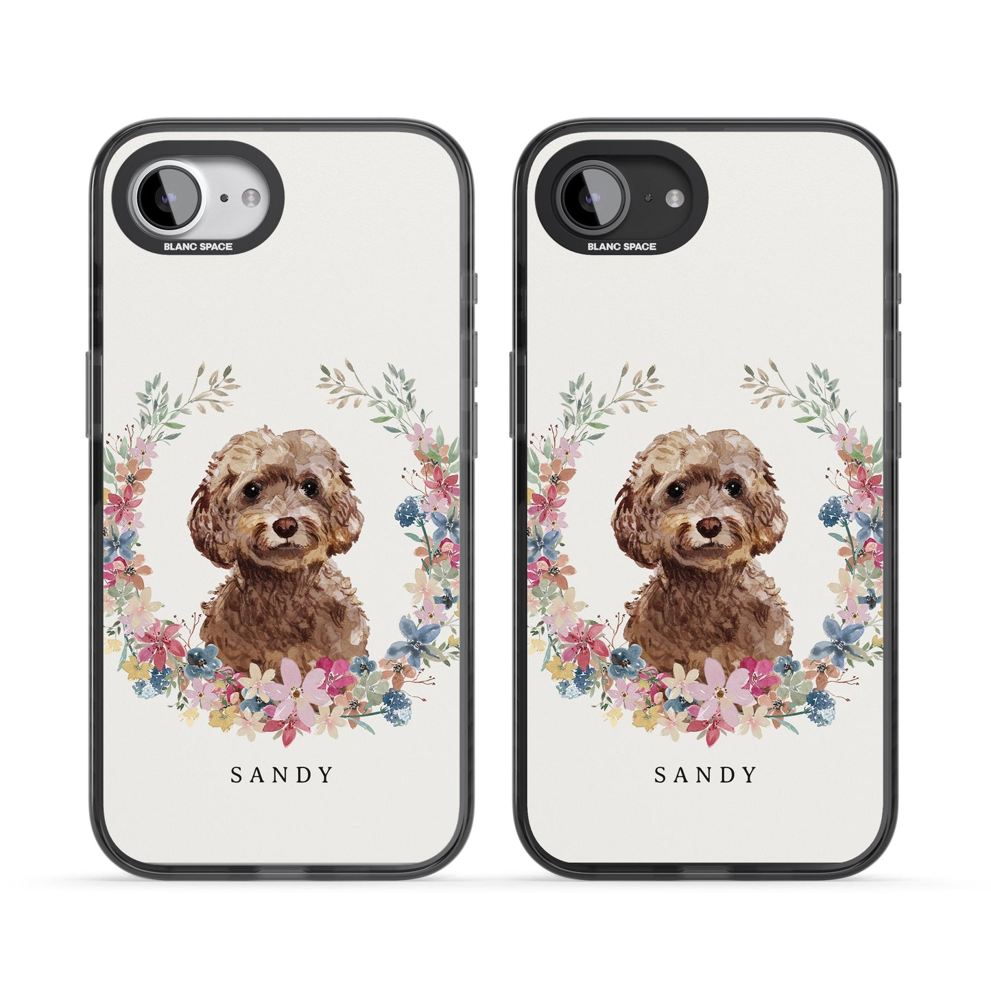 Personalised Brown Cockapoo Floral Portrait