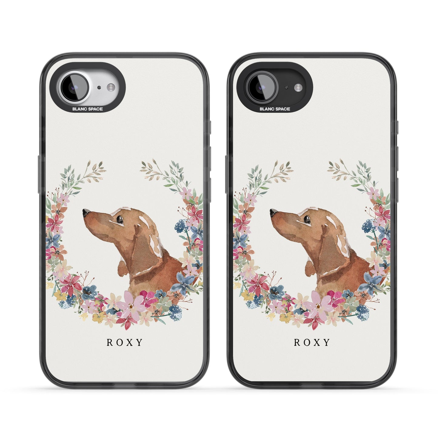 Personalised Tan Dachshund Floral Portrait