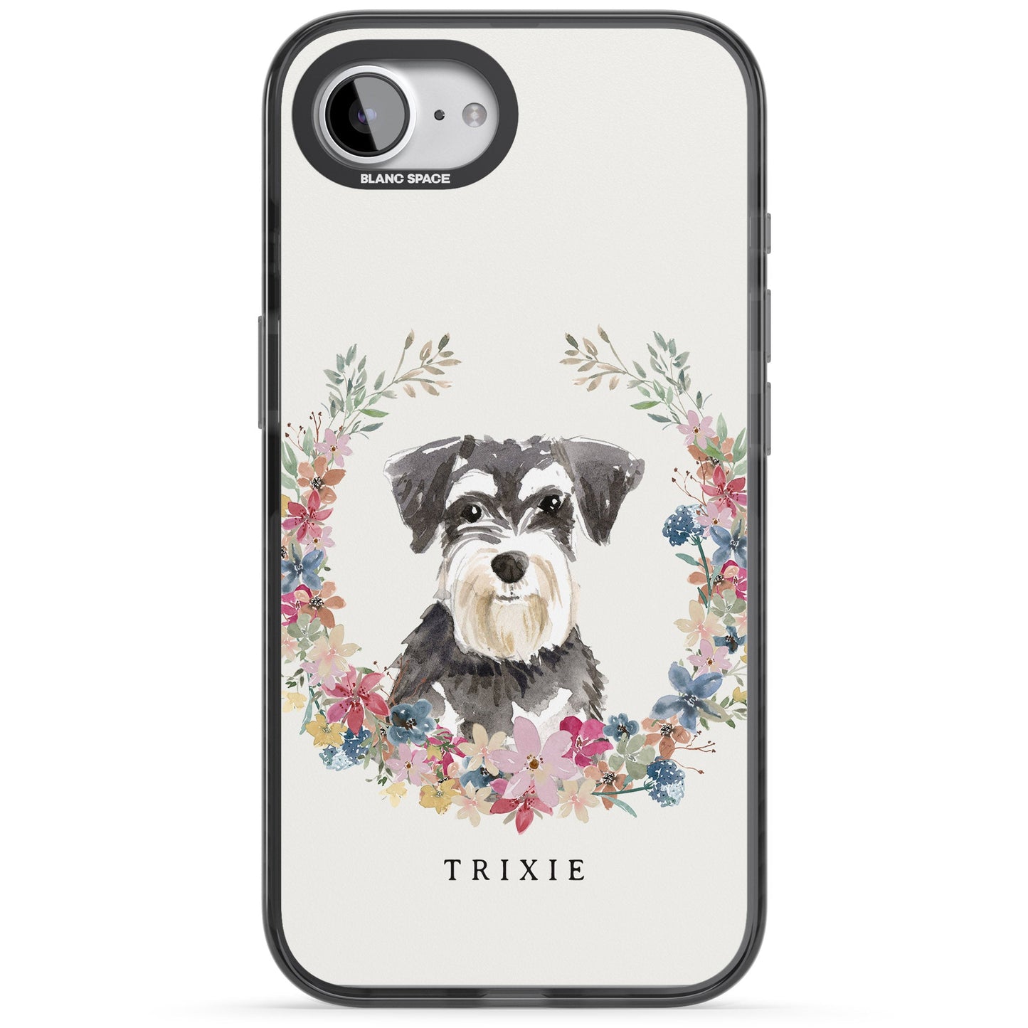 Personalised Watercolor Schnauzer Floral Portrait