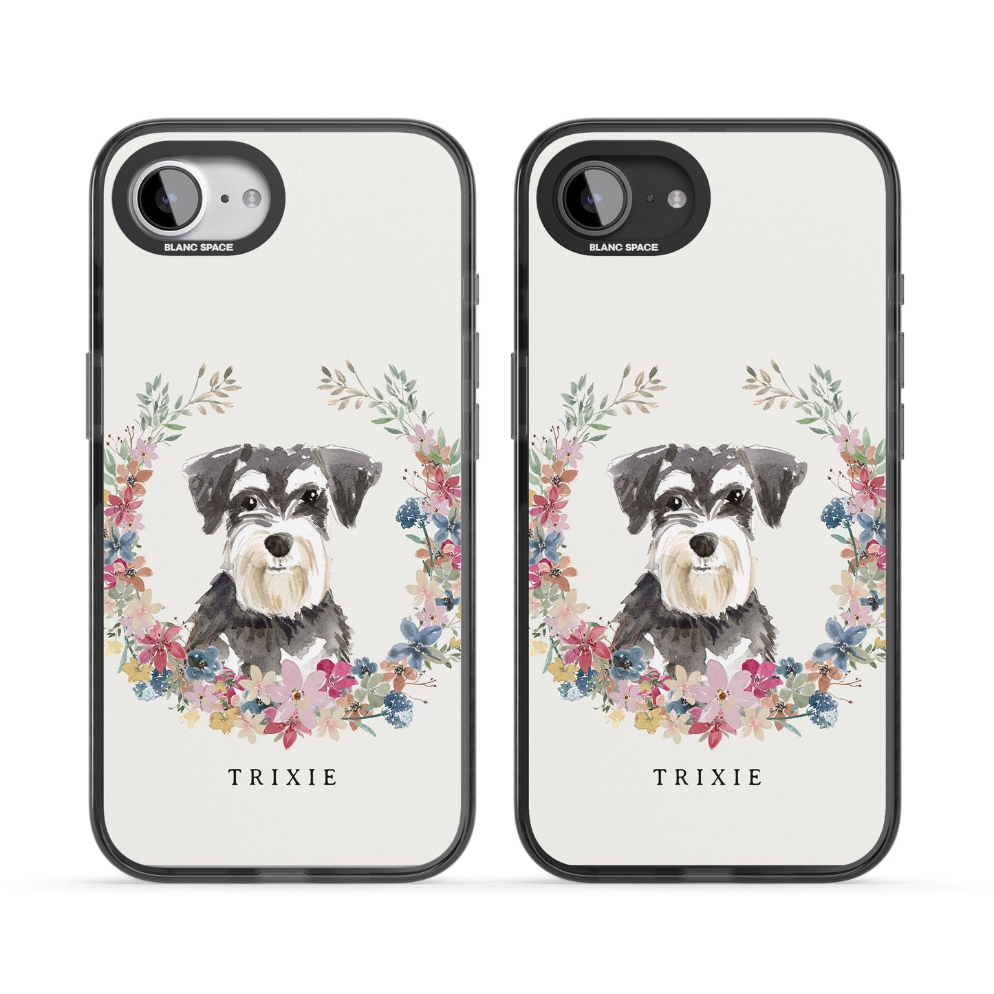 Personalised Watercolor Schnauzer Floral Portrait