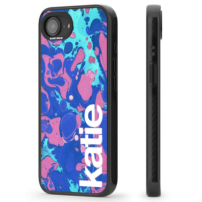 Personalisiertes marineblau-türkisfarbenes Marmor-Design