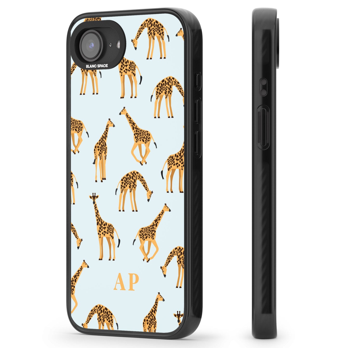 Personalisiertes Safari-Giraffenmuster auf Blau