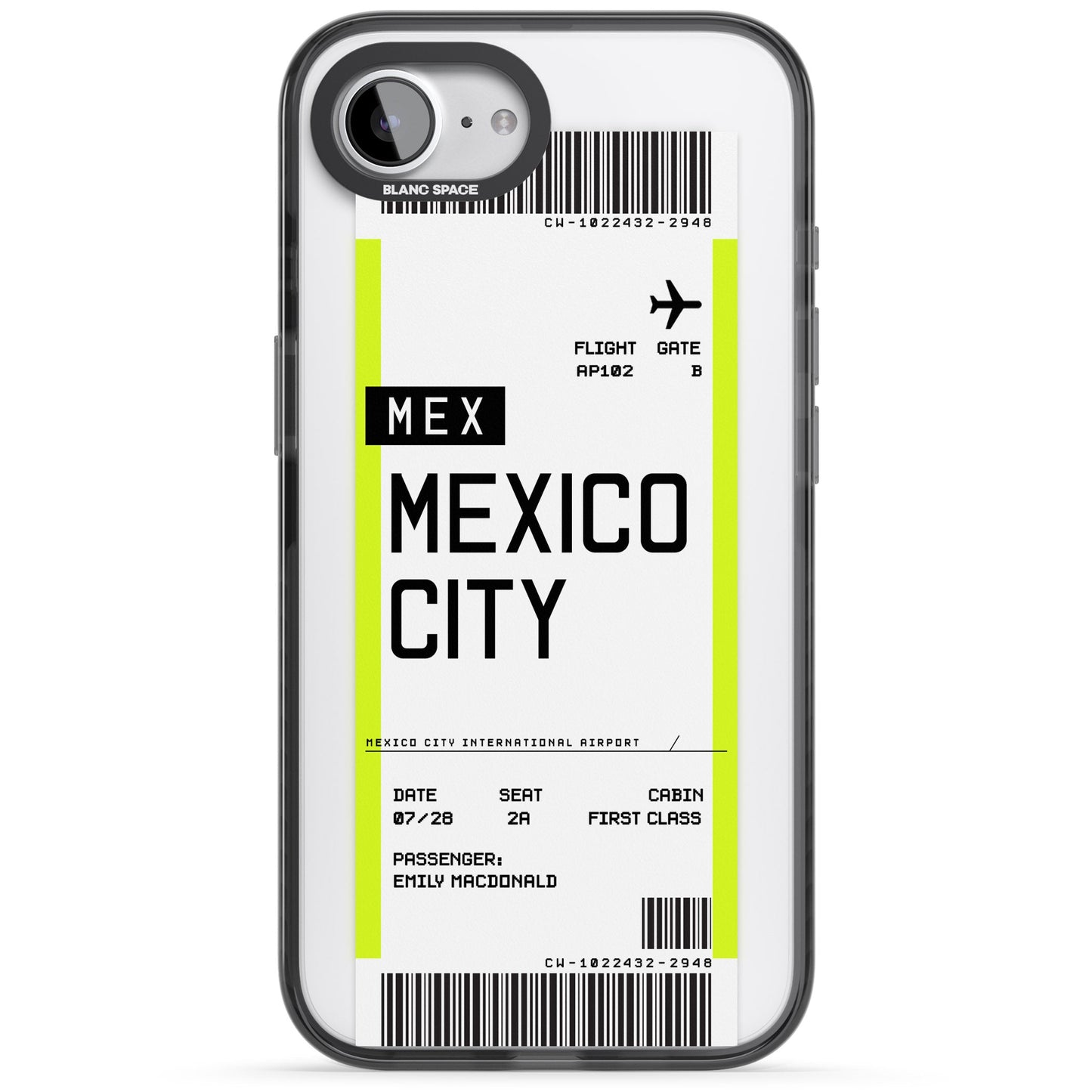 Carte d'embarquement personnalisée pour Mexico