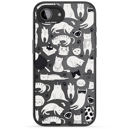 Cartoon Cat Collage Black & White