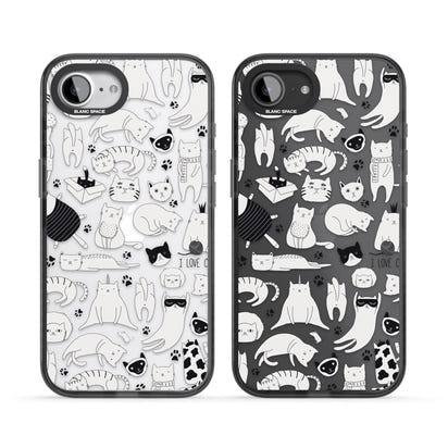 Cartoon Cat Collage Black & White