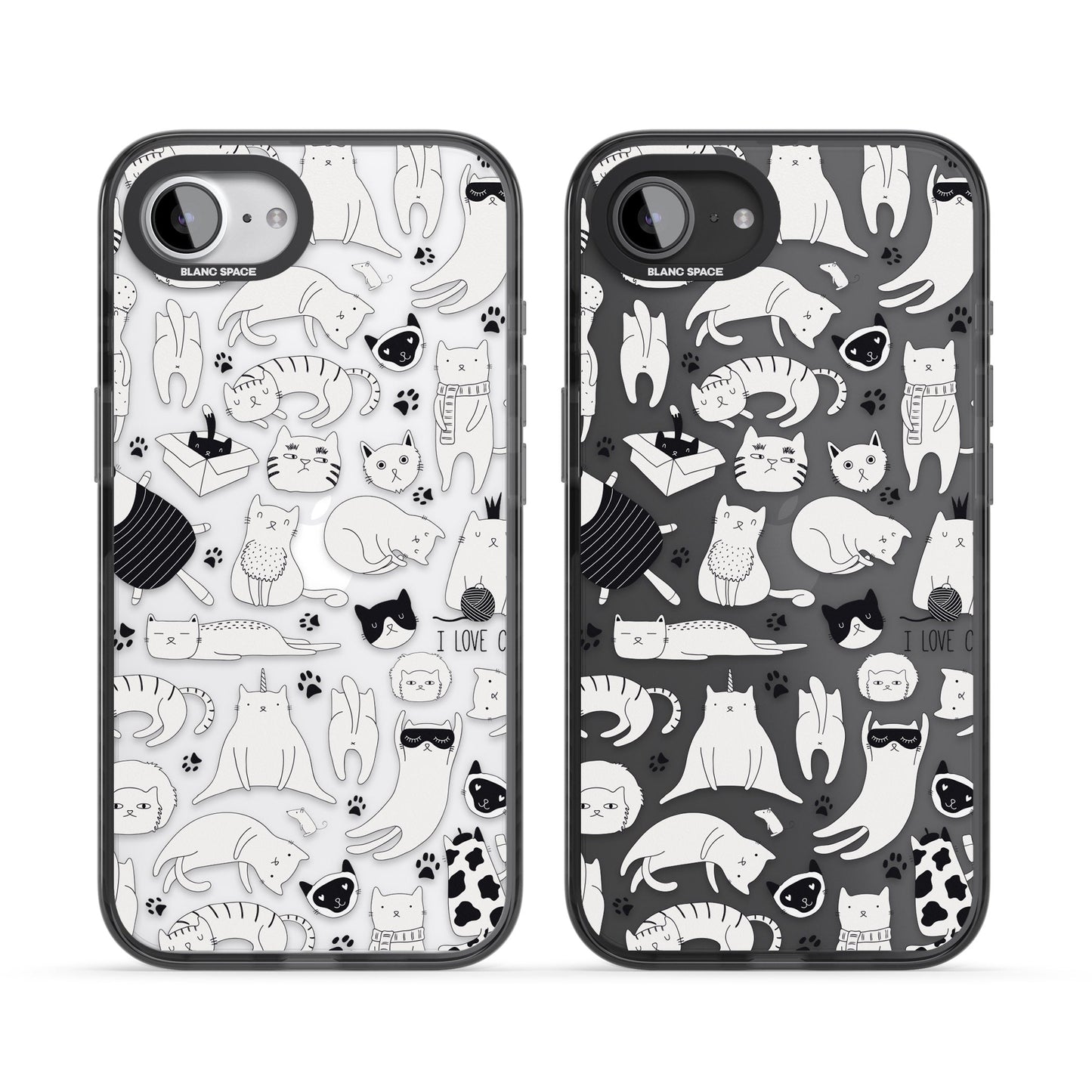 Cartoon Cat Collage Black & White