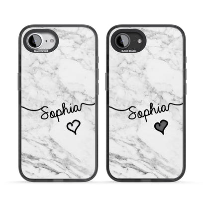 Personalised White Marble Heart