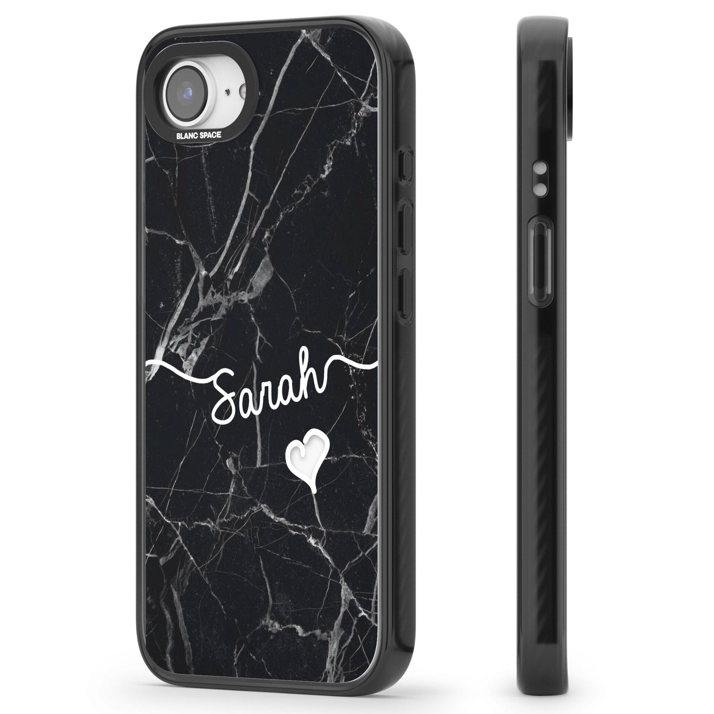 Personalised Black Marble Heart