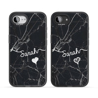 Personalised Black Marble Heart