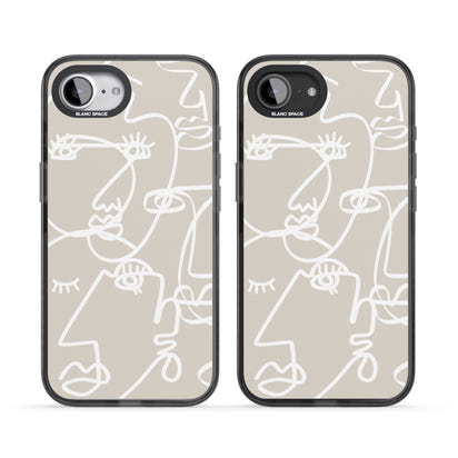 Abstract Line Art White Beige