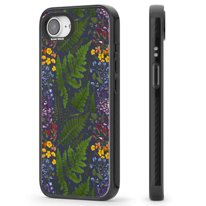 Busy Floral And Fern Design Navy