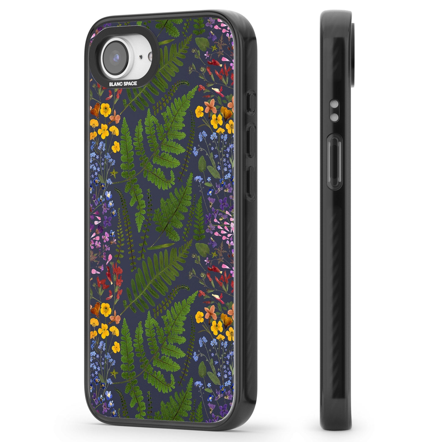 Busy Floral And Fern Design Navy