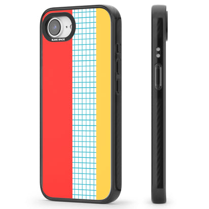 Grille abstraite rouge, bleue, jaune