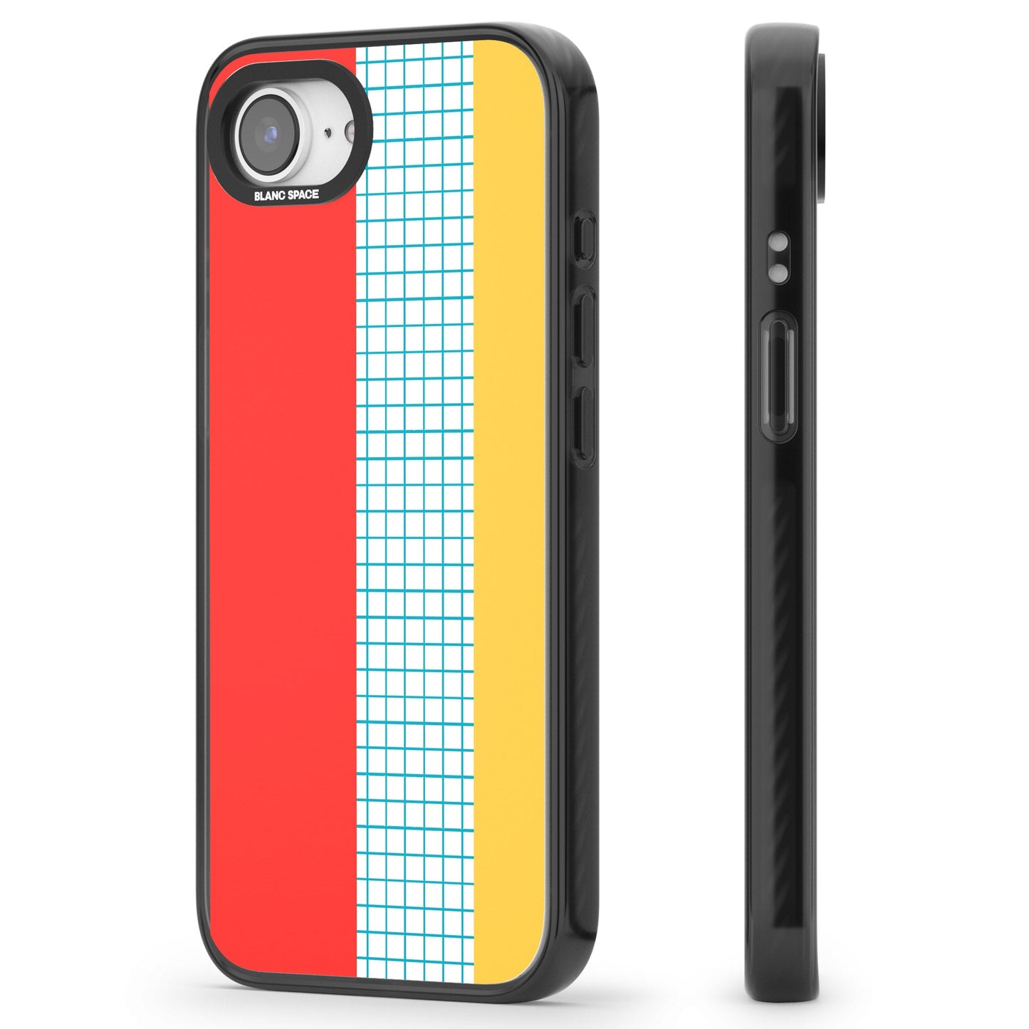 Grille abstraite rouge, bleue, jaune