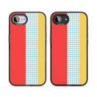 Grille abstraite rouge, bleue, jaune