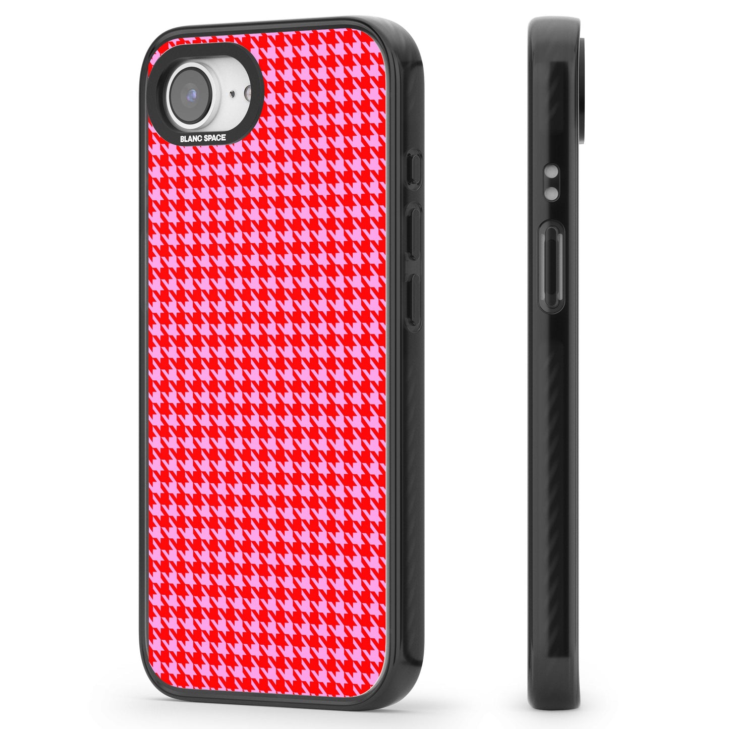 Pied-de-poule rose fluo et rouge