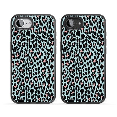 Leopardenmuster in Pastellblau und Rosa