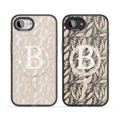 Monogramme personnalisé, motif floral abstrait subtil.