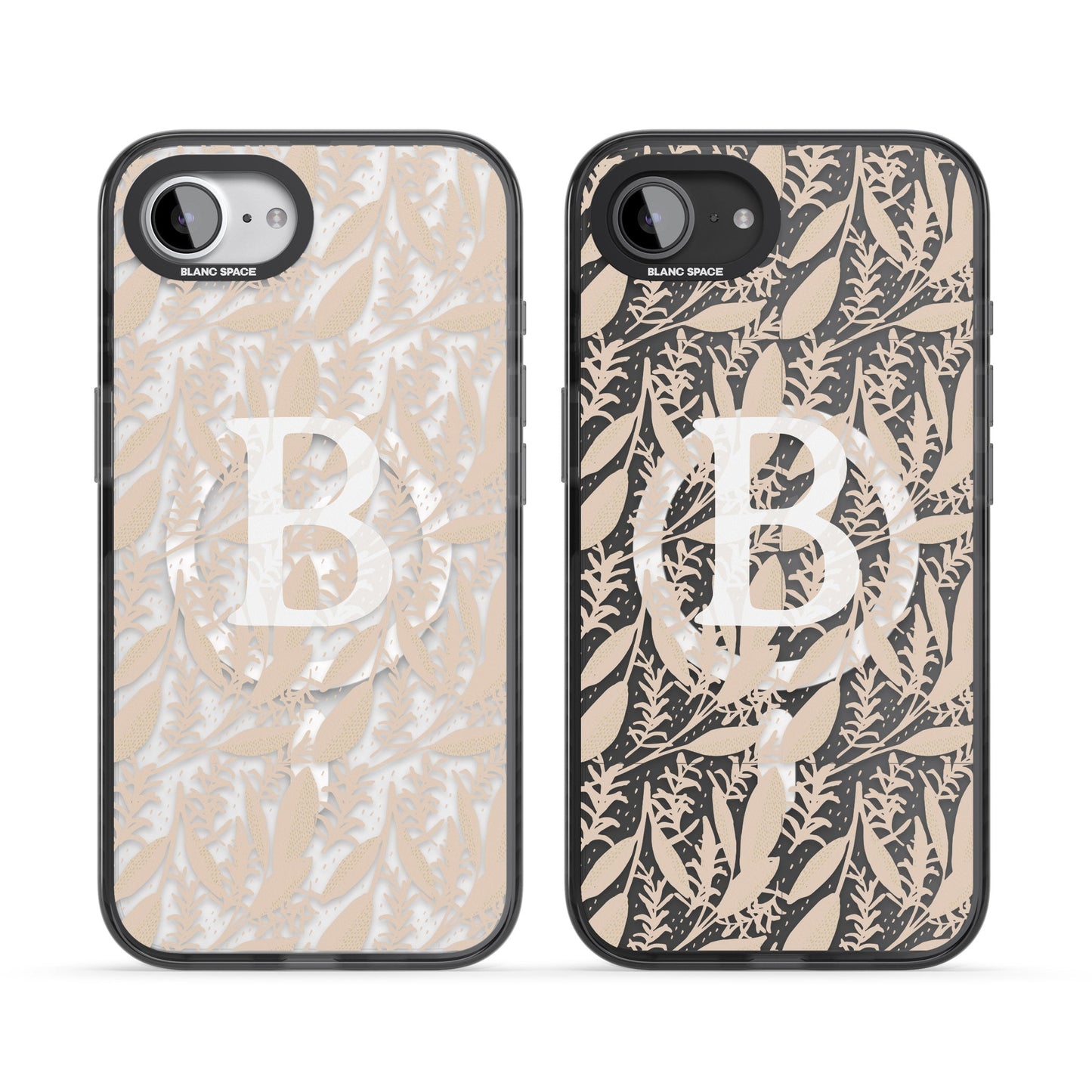 Monogramme personnalisé, motif floral abstrait subtil.