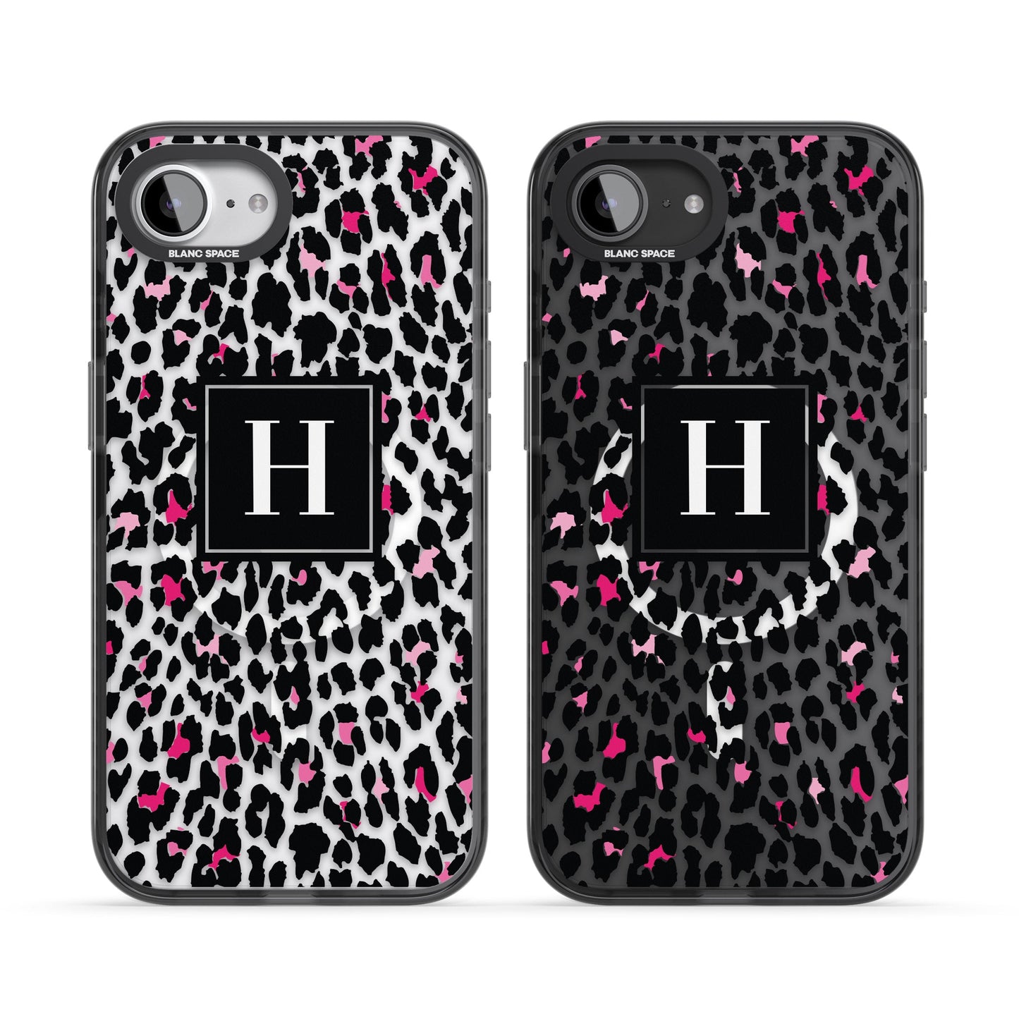 Personalised Clear Pink Leopard Monogram