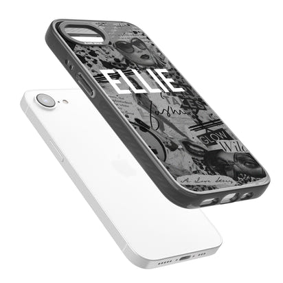 Personalisierte Vintage-Collage in Graustufen