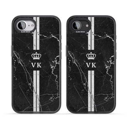 Personalised Black Marble Stripe Initials