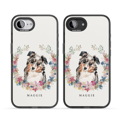 Personalised Australian Shepherd Floral Portrait