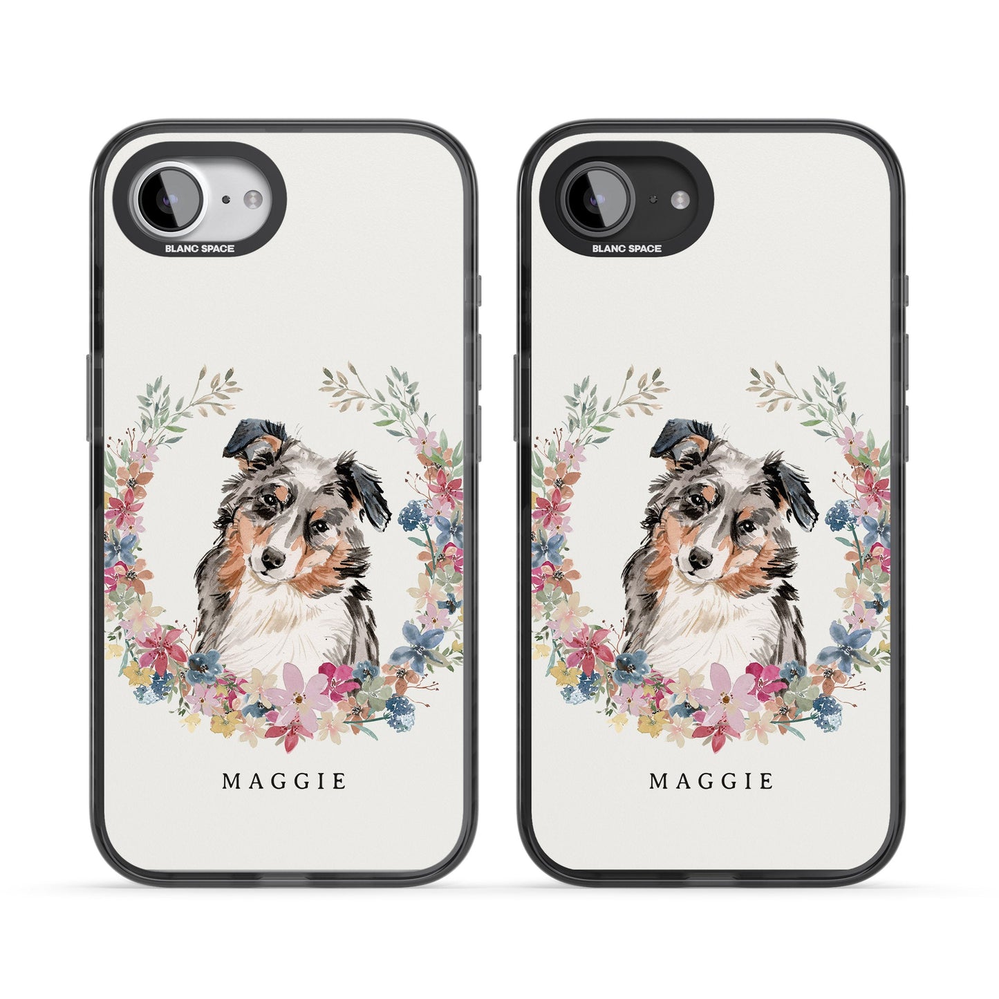Personalised Australian Shepherd Floral Portrait