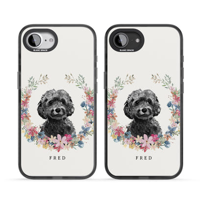 Personalised Black Cockapoo Floral Portrait