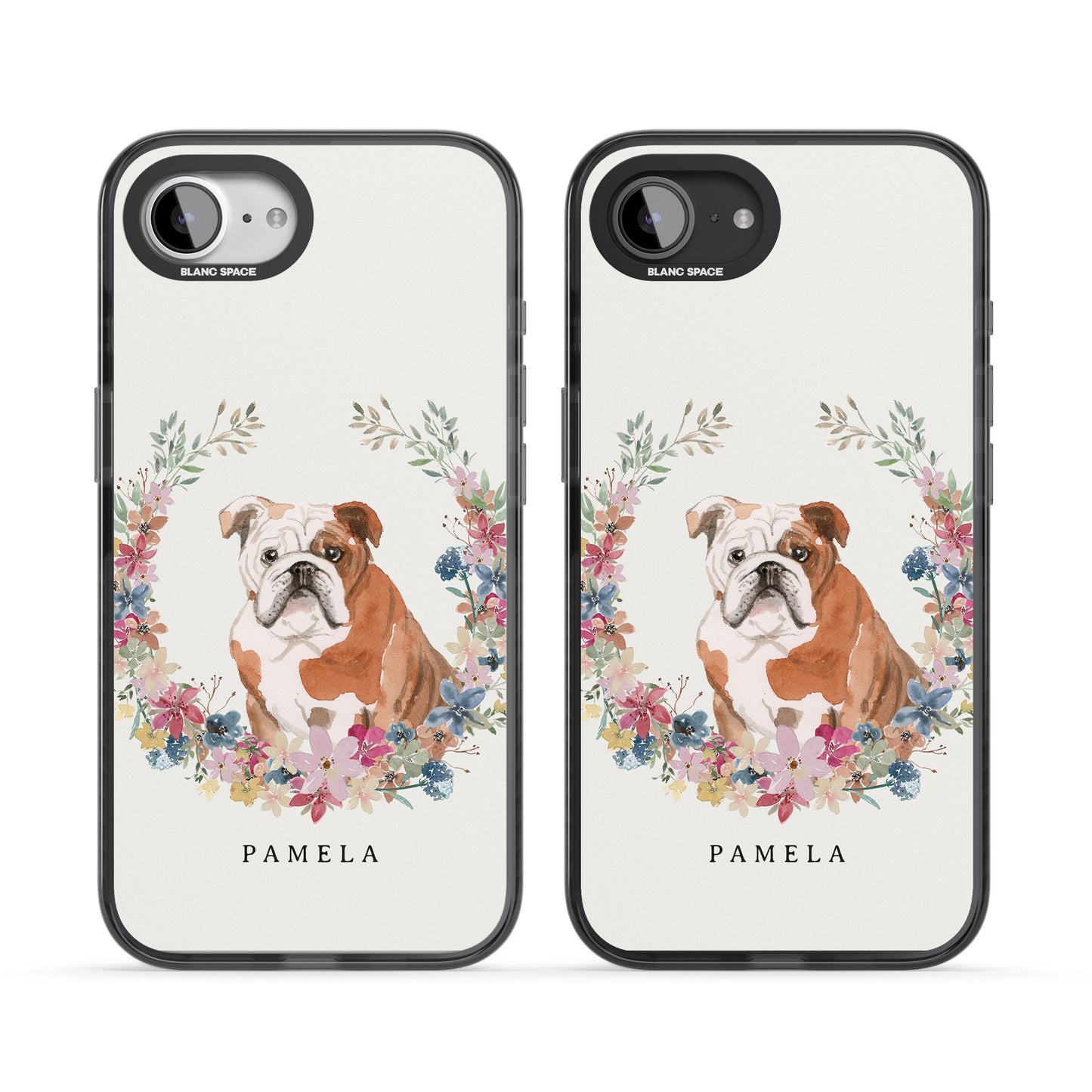 Personalised English Bulldog Floral Portrait