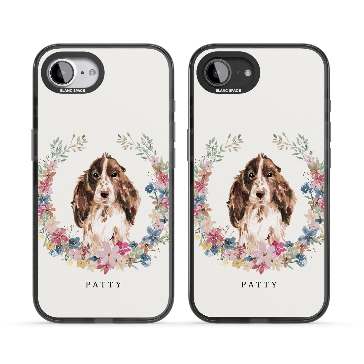 Personalised Cocker Spaniel Floral Portrait