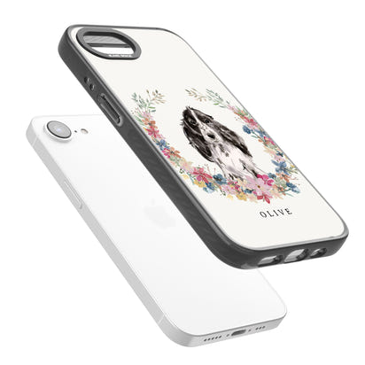 Personalisiertes Blumenporträt eines schwarzen Cocker Spaniels