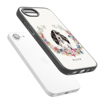 Personalisiertes Blumenporträt eines schwarzen Cocker Spaniels