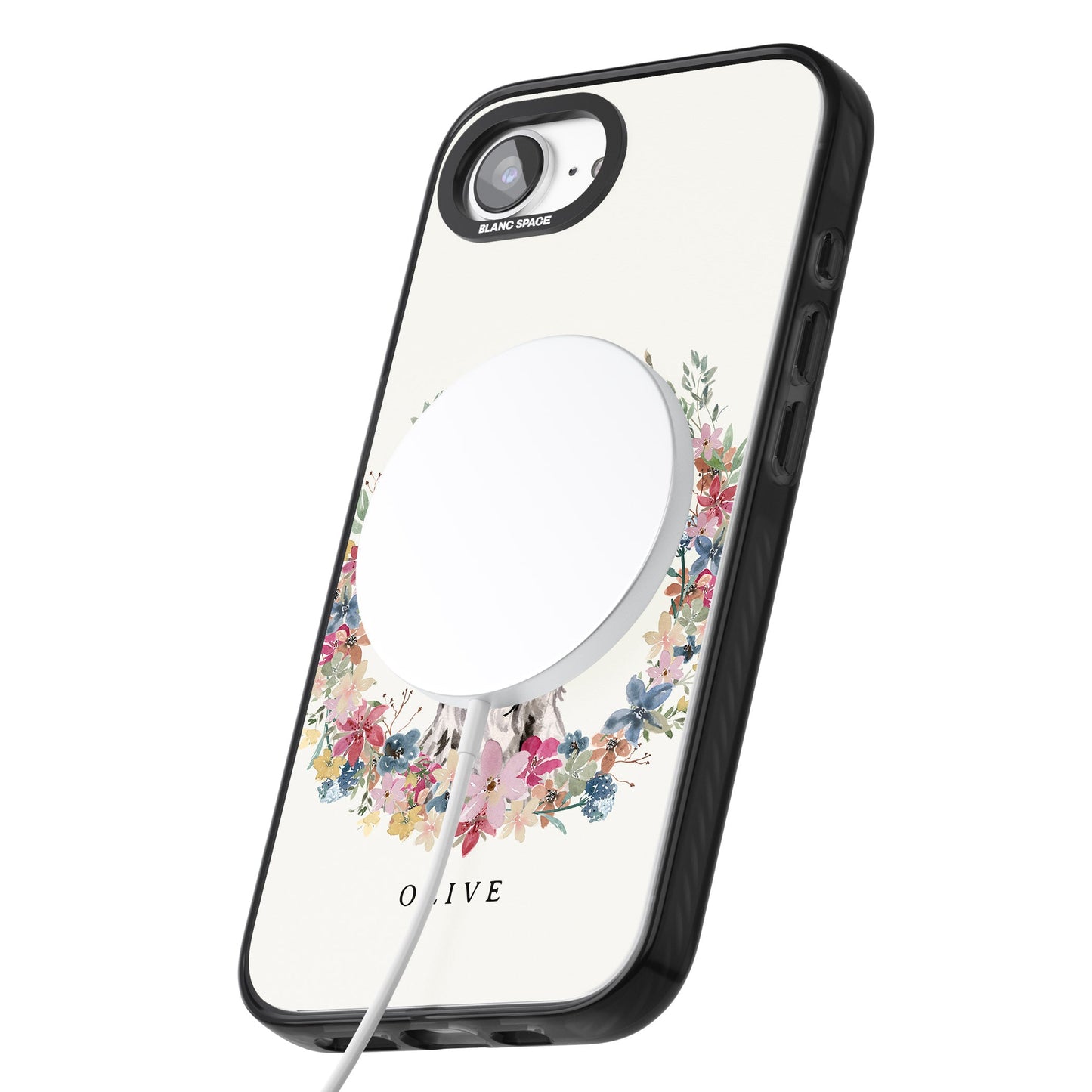 Personalisiertes Blumenporträt eines schwarzen Cocker Spaniels