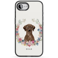 Personalised Chocolate Labrador Floral Portrait