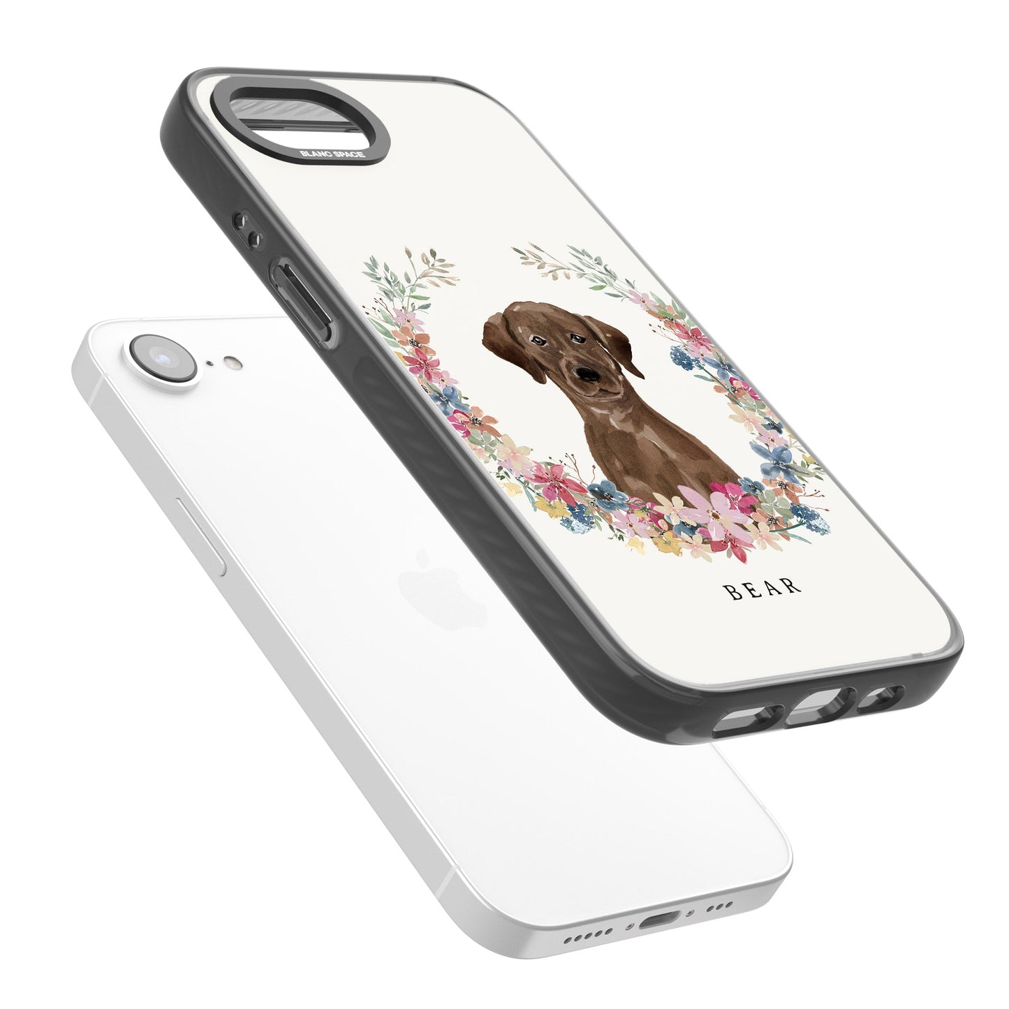 Personalised Chocolate Labrador Floral Portrait