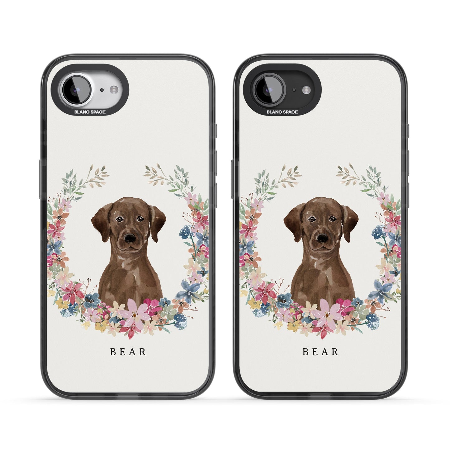 Personalised Chocolate Labrador Floral Portrait