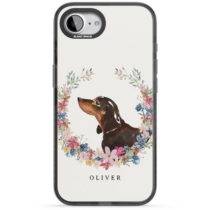 Personalised Black & Tan Dachshund Floral Portrait