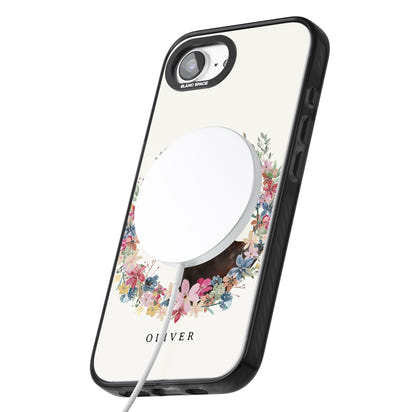 Personalised Black & Tan Dachshund Floral Portrait