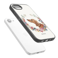 Personalised Tan Dachshund Floral Portrait