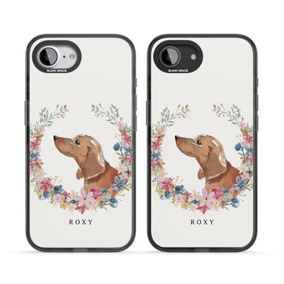 Personalised Tan Dachshund Floral Portrait