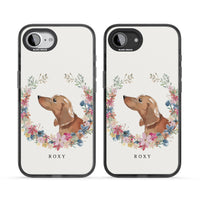 Personalised Tan Dachshund Floral Portrait