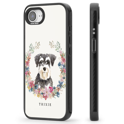 Personalised Watercolor Schnauzer Floral Portrait