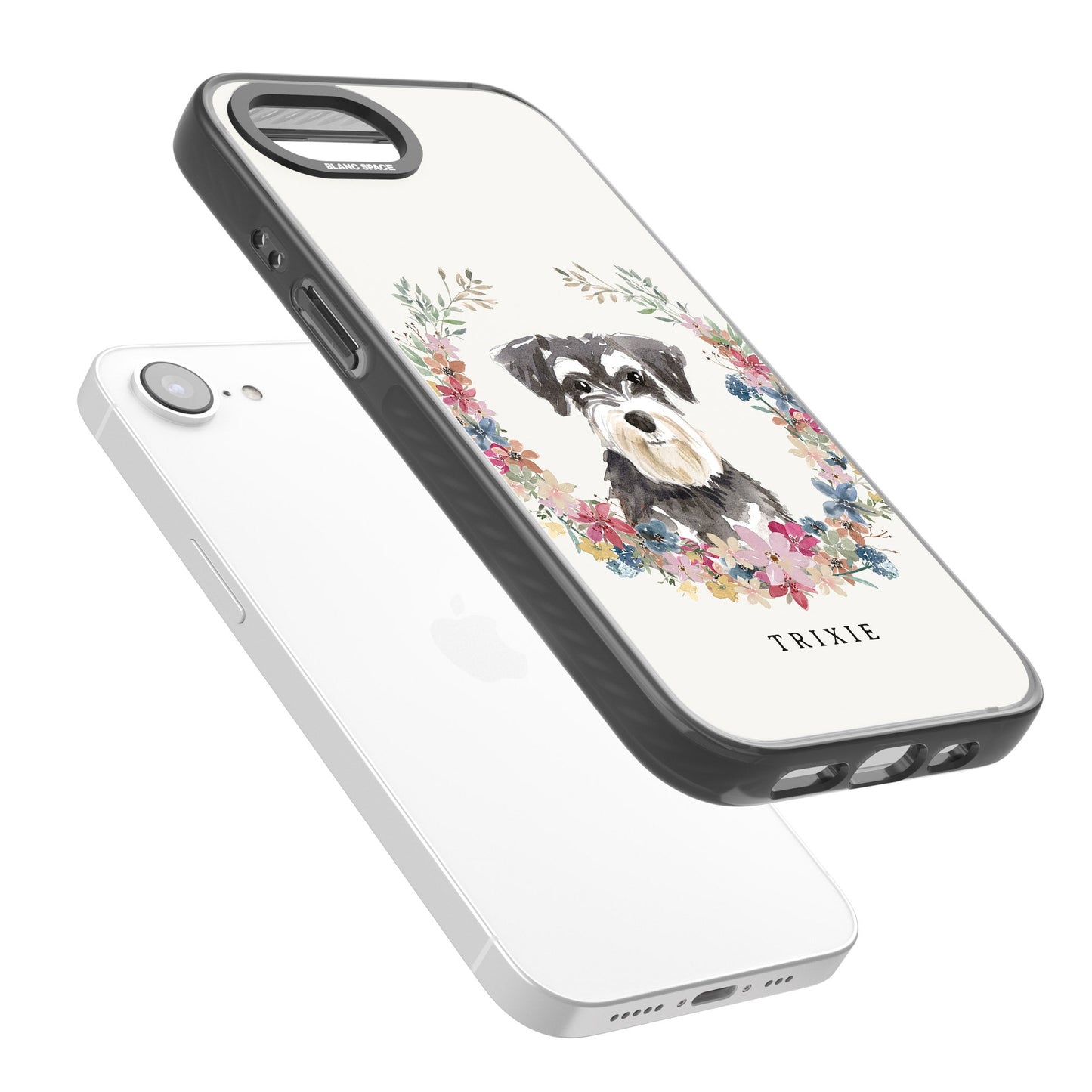 Personalised Watercolor Schnauzer Floral Portrait