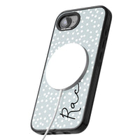 Écriture cursive verticale personnalisée et points