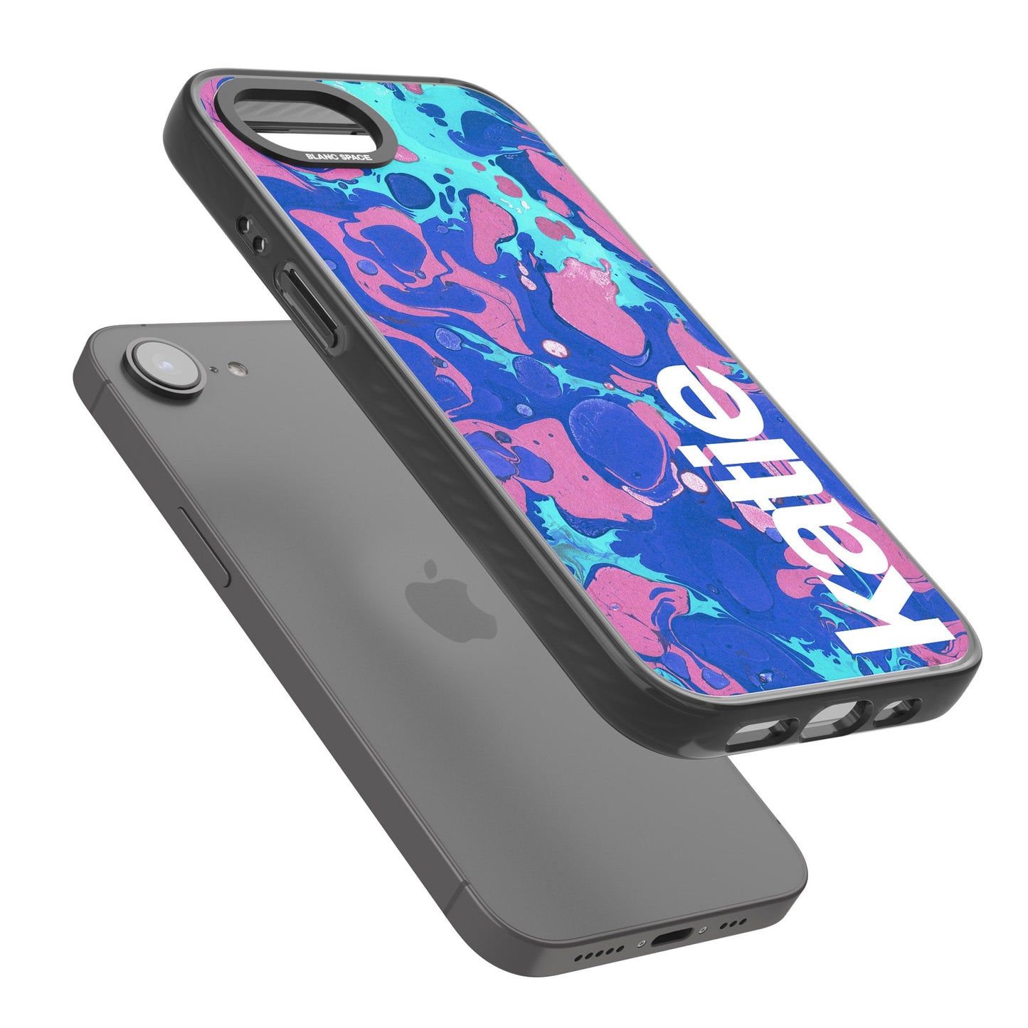 Personalisiertes marineblau-türkisfarbenes Marmor-Design