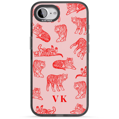 Personalised Red Tiger Outlines On Pink