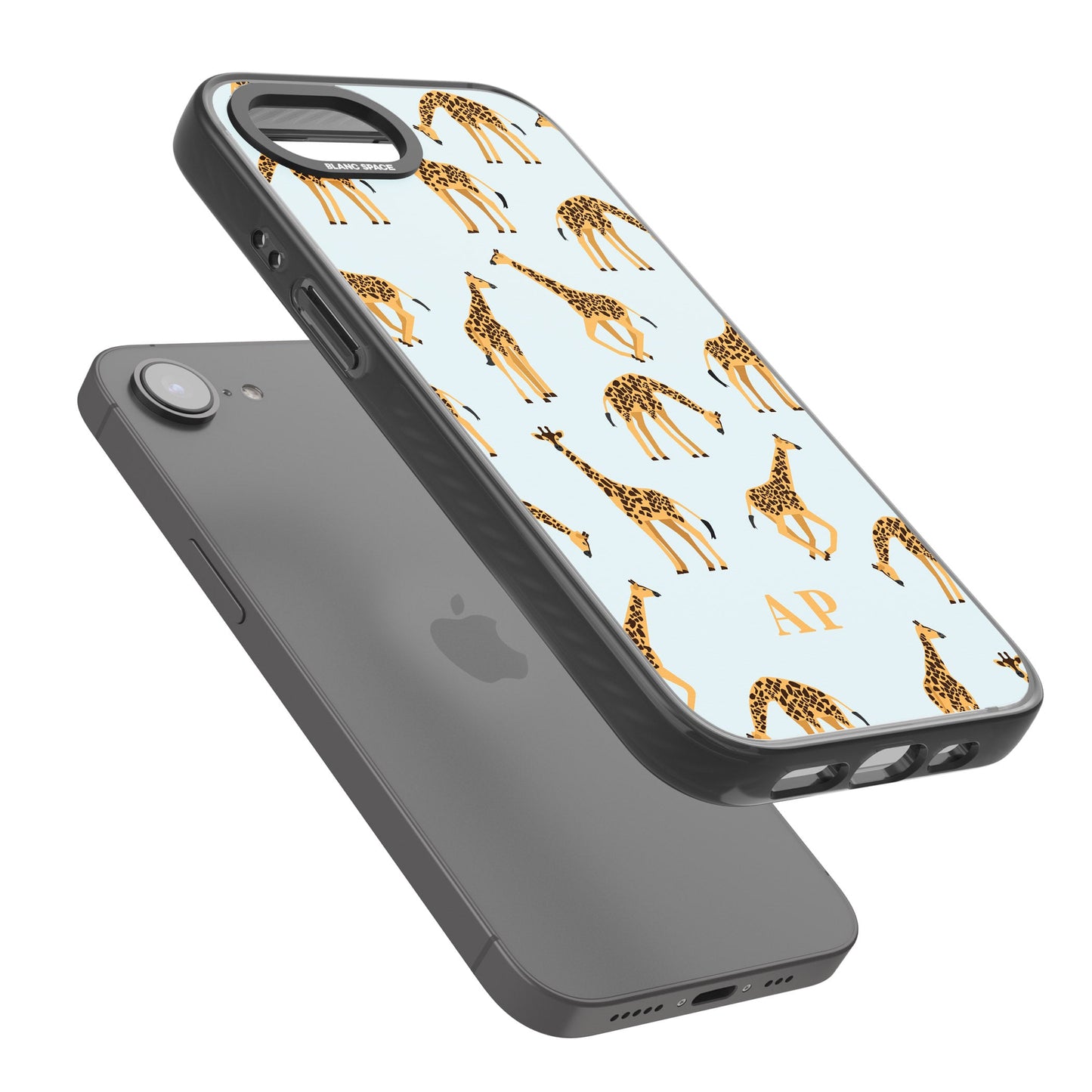 Personalisiertes Safari-Giraffenmuster auf Blau