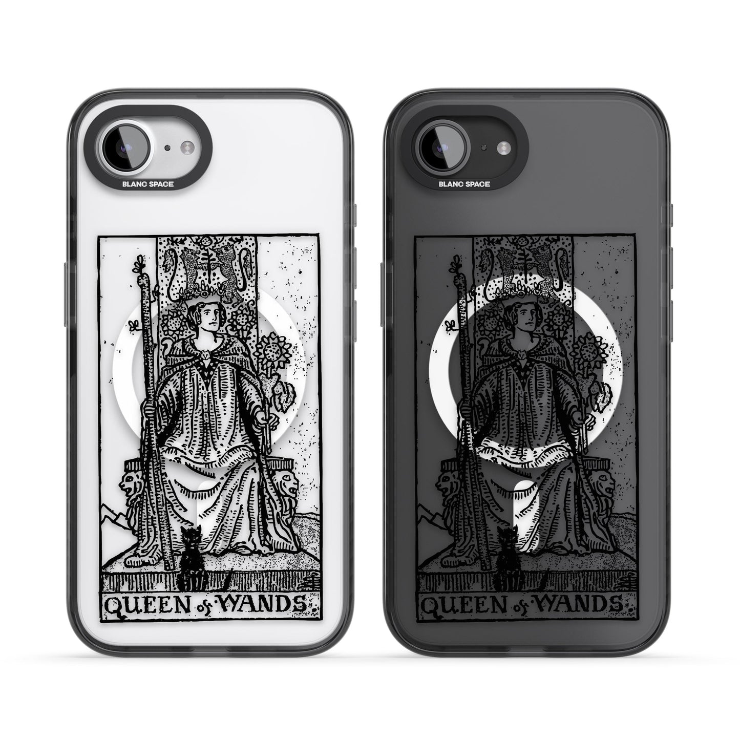 Personalisierte Tarotkarte „Königin der Stäbe“ (transparent)